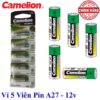 Vỉ 5 Viên PIN CAMELION AIKALINE A27 12V Dùng cho Pin cửa cuốn - Pin điều khiển xe máy - Pin điều khiển xe hơi